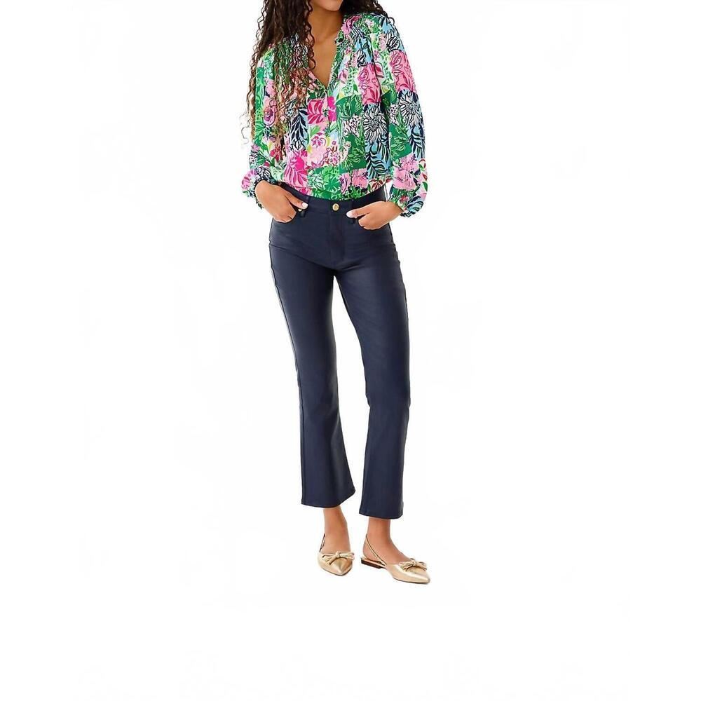 NEW LILLY PULITZER elsa silk pullover top in party punch patch - Picture 4 of 4